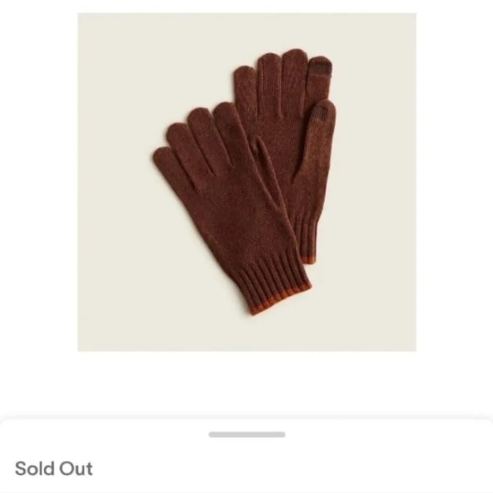 J.Crew Touchscreen Tipped Men's Lambswool Gloves in Brown BNWT SO 2023 $60